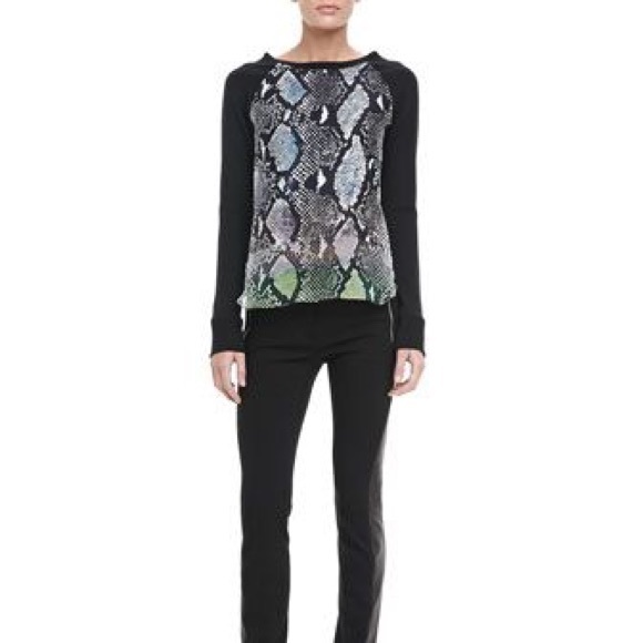 DVF Lisha Sweatshirt Python Mixed Media Top - Picture 5 of 8